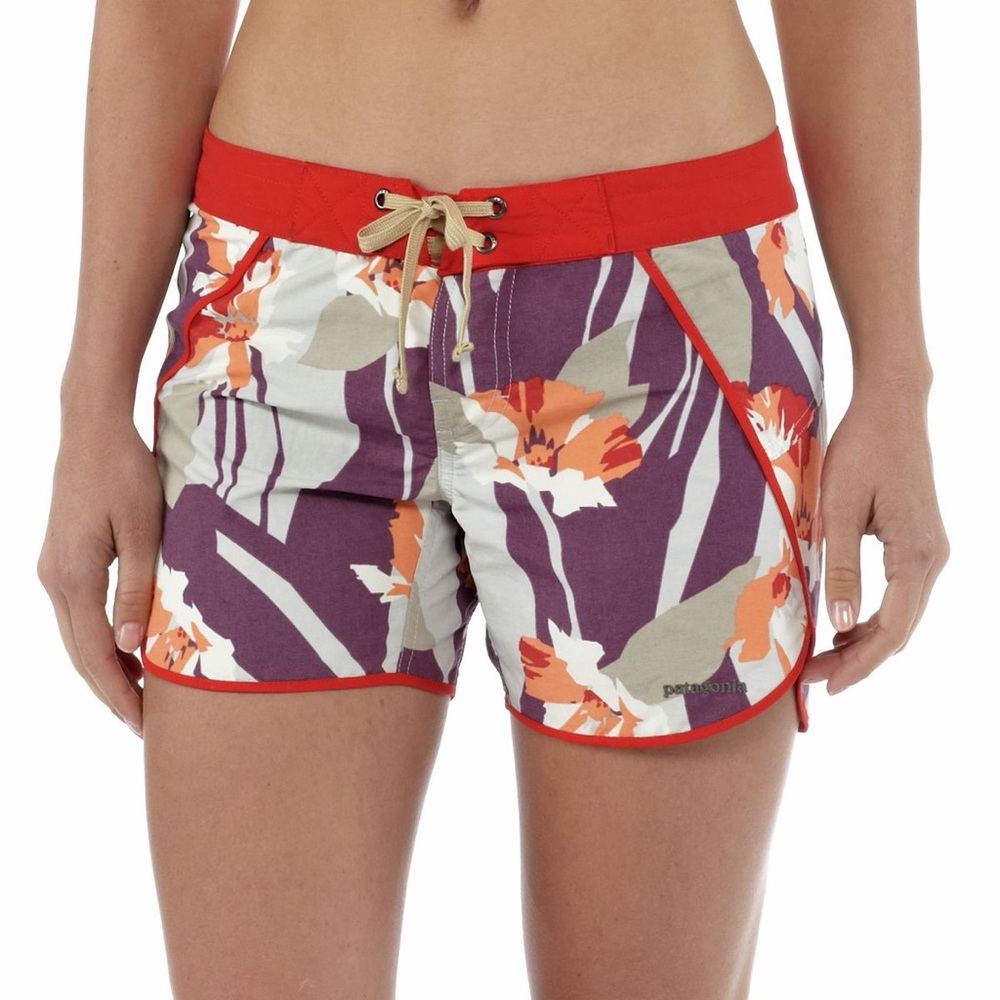 Patagonia Women's Athletic Shorts - Red and Purple Floral